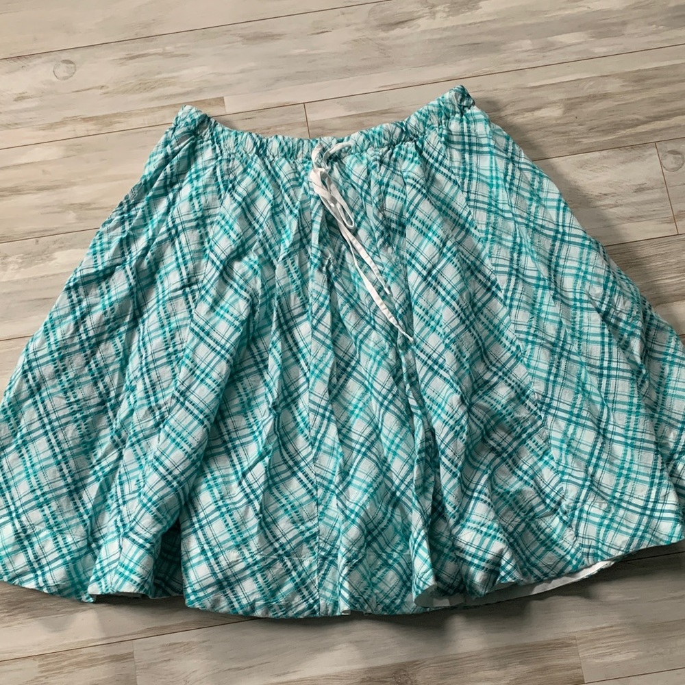 Maeve Turquoise Plaid A-Line Skirt